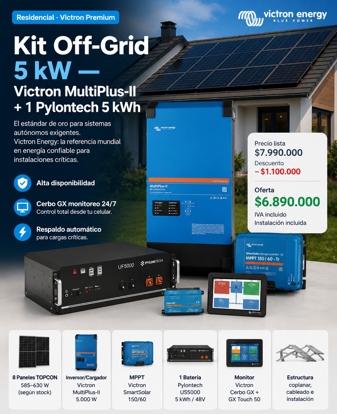 Kit Off-Grid Victron 5kW Pylontech